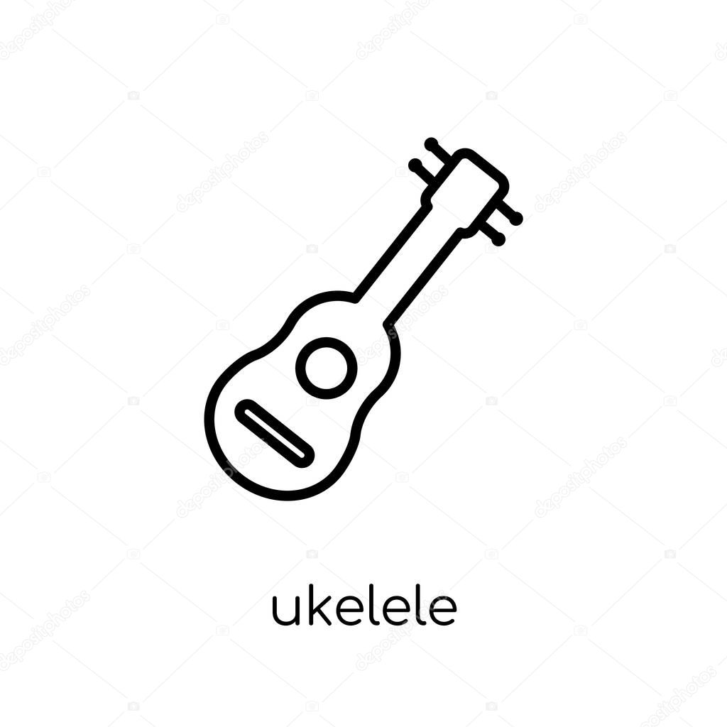 Ukelele icon. Trendy modern flat linear vector ukelele icon on white background from thin line Music collection, outline vector illustration