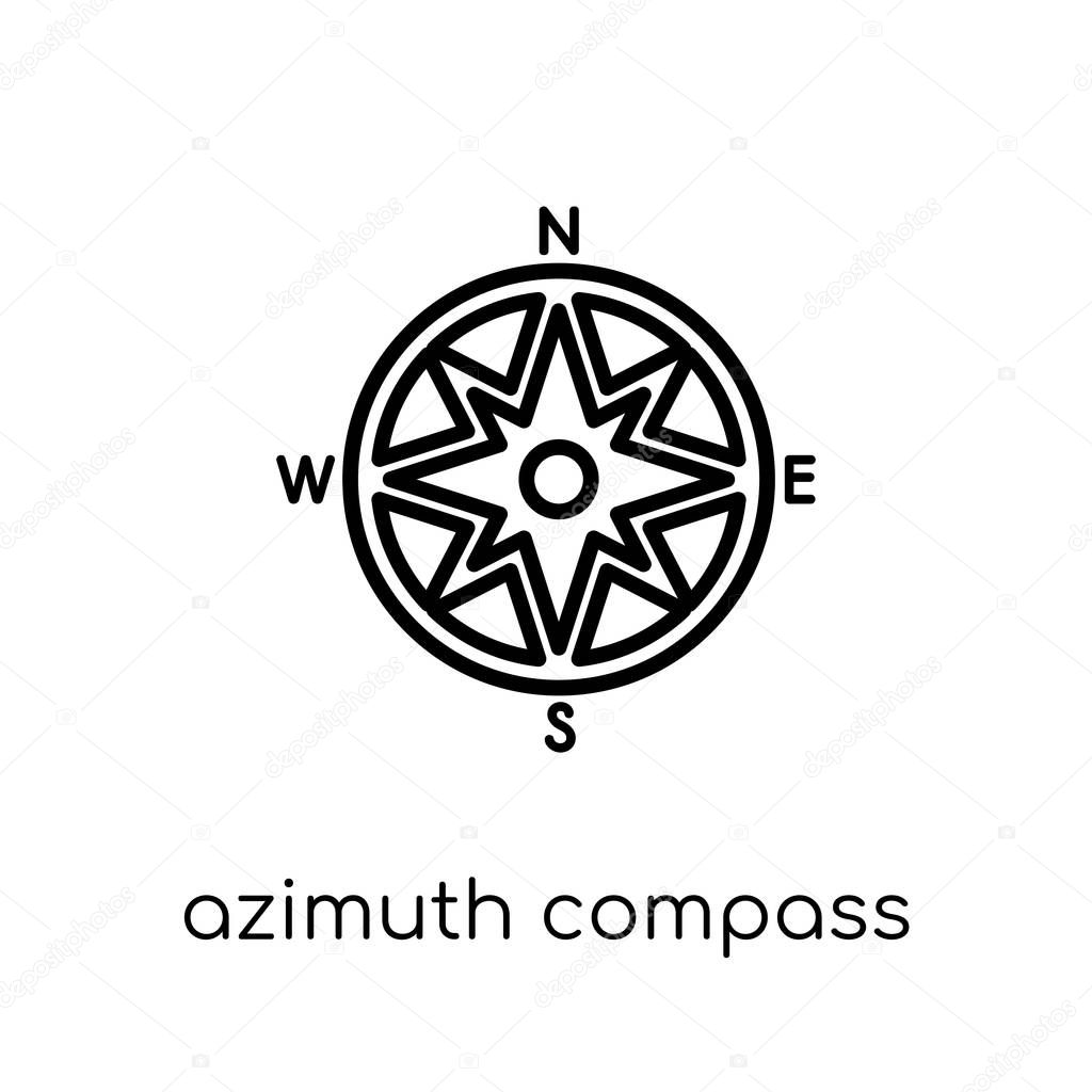 Azimuth compass icon. Trendy modern flat linear vector Azimuth compass icon on white background from thin line Nautical collection, editable outline stroke vector illustration
