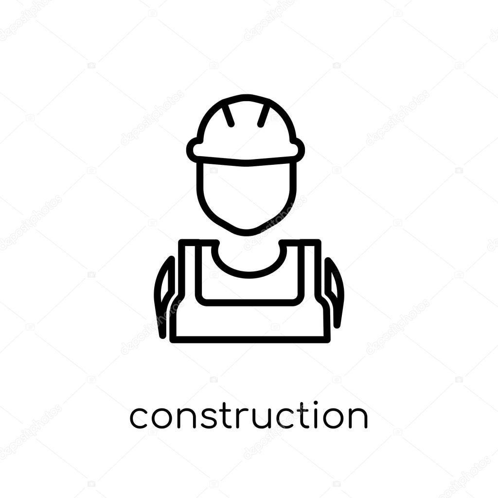 Construction worker icon. Trendy modern flat linear vector Construction worker icon on white background from thin line People collection, editable outline stroke vector illustration