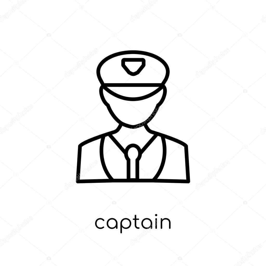 captain icon. Trendy modern flat linear vector captain icon on white background from thin line Professions collection, editable outline stroke vector illustration