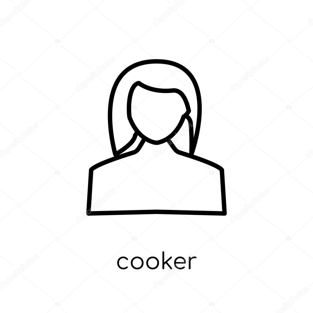 Cooker icon. Trendy modern flat linear vector Cooker icon on white background from thin line Professions collection, editable outline stroke vector illustration