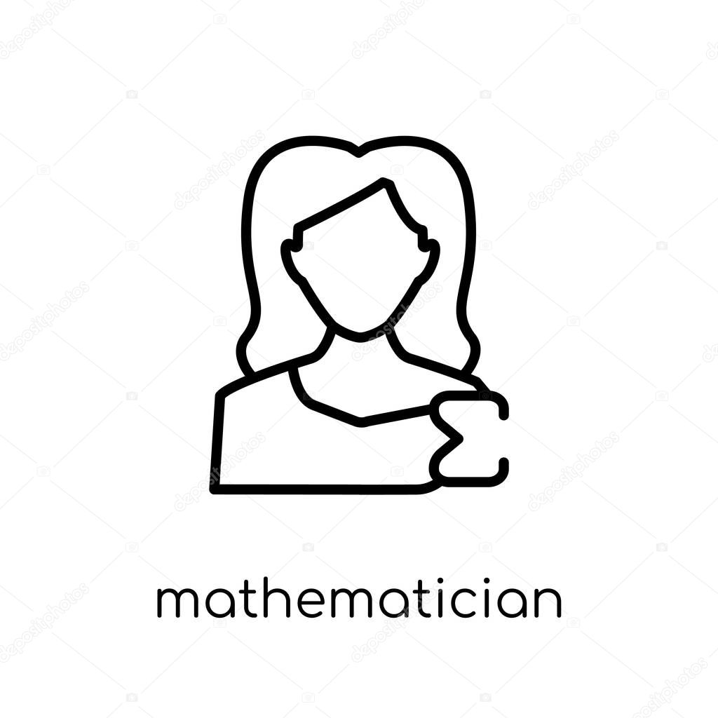 Mathematician icon. Trendy modern flat linear vector Mathematician icon on white background from thin line Professions collection, editable outline stroke vector illustration