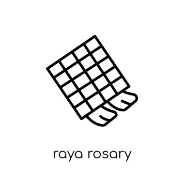 Raya tespih simgesi. Modaya uygun modern düz doğrusal vektör Raya tespih kutsal kişilerin resmi üstünde ince çizgi din koleksiyonu, düzenlenebilir anahattı kontur vektör çizim beyaz arka plan