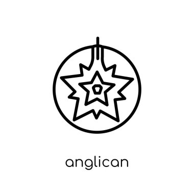 Anglikan simgesi. İnce çizgi din koleksiyonu, düzenlenebilir anahattı kontur vektör çizim üzerinden beyaz arka plan üzerinde şık modern düz doğrusal vektör Anglikan simgesi