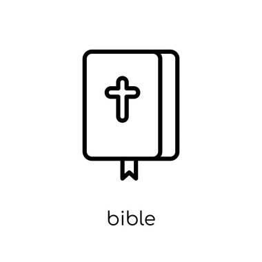 İncil kutsal kişilerin resmi. Modaya uygun modern düz doğrusal vektör İncil simgesine ince çizgi din koleksiyonu, düzenlenebilir anahattı kontur vektör çizim beyaz arka plan