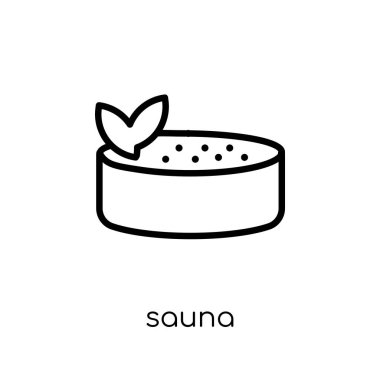 Yeşil Sauna simgesi. Modaya uygun modern düz doğrusal vektör yeşil Sauna simgesi ince çizgi sauna Collection, düzenlenebilir anahattı kontur vektör çizim beyaz arka plan üzerinde