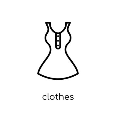 elbise simgesi. Modaya uygun modern düz doğrusal vektör elbise simgesi ince çizgi Collection, Anahat vektör çizim beyaz arka plan üzerinde