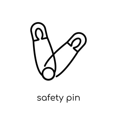 çengelli iğne simgesi. Modaya uygun modern düz doğrusal vektör çengelli iğne simgesi ince çizgi Collection, Anahat vektör çizim beyaz arka plan üzerinde