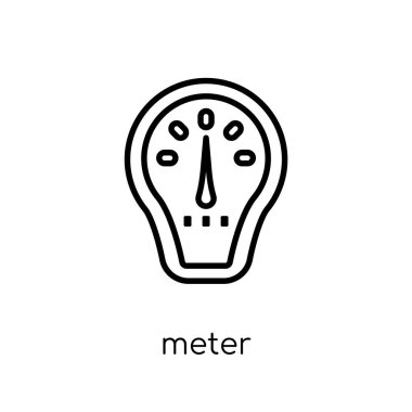 Ölçer simgesi. Modaya uygun modern düz doğrusal vektör ölçer simgesini ince çizgi akıllı ev Collection, düzenlenebilir anahattı kontur vektör çizim beyaz arka plan üzerinde