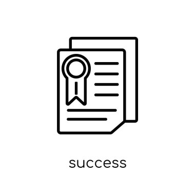 başarı simgesi. Modaya uygun modern düz doğrusal vektör başarı simgesi ince çizgi Collection, Anahat vektör çizim beyaz arka plan üzerinde