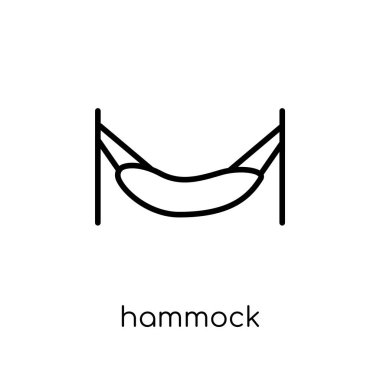 hamak simgesi. Modaya uygun modern düz doğrusal vektör hamak simgesi ince çizgi Collection, Anahat vektör çizim beyaz arka plan üzerinde