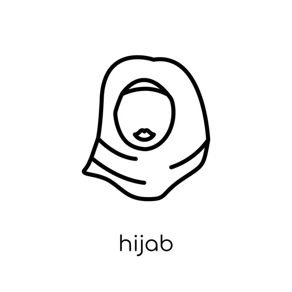 Hidžáb Ikona Trendy Moderní Ploché Lineární Vektorové Hidžáb Ikona Bílém — Stockový vektor