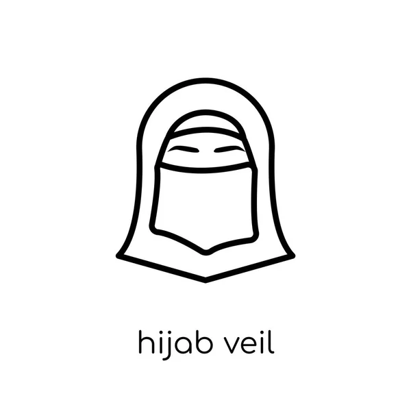 Hijab Peçe Simgesi Modaya Uygun Modern Düz Doğrusal Vektör Hijab — Stok Vektör