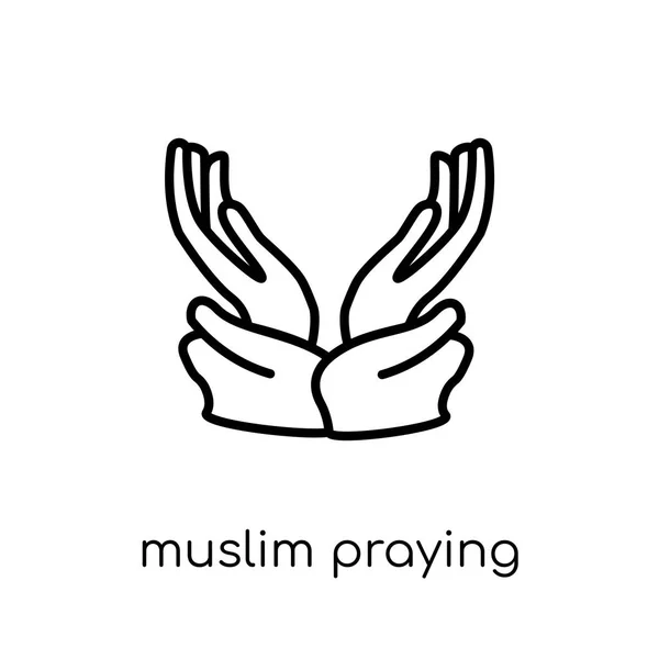 Muslim Praying Hands Icon Trendy Modern Flat Linear Vector Muslim — Stock Vector