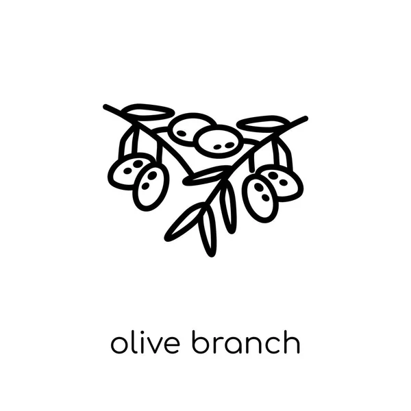 Olivenzweig Symbol Trendy Modernen Flachen Linearen Vektor Olivenzweig Symbol Auf — Stockvektor