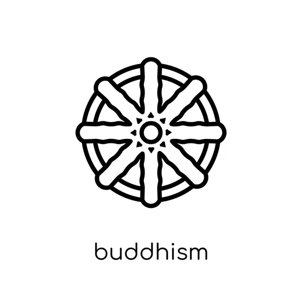 Icône Bouddhisme Tendance Moderne Plat Vecteur Linéaire Bouddhisme Icône Sur — Image vectorielle