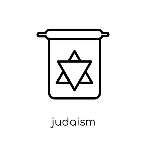 Judaizmus Ikonra Divatos Modern Lakás Lineáris Vektor Judaizmus Ikon Fehér — Stock Vector