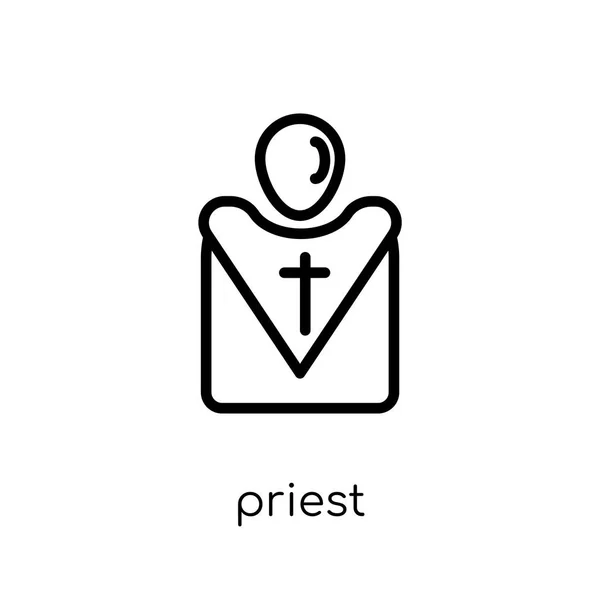 牧师图标 时尚现代平的线性向量祭司图标在白色背景从细线宗教汇集 可编辑的概述冲程向量例证 — 图库矢量图片