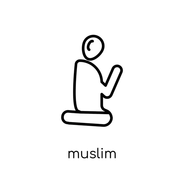 Muslim Icon Trendy Modern Flat Linear Vector Muslim Icon White — Stock Vector