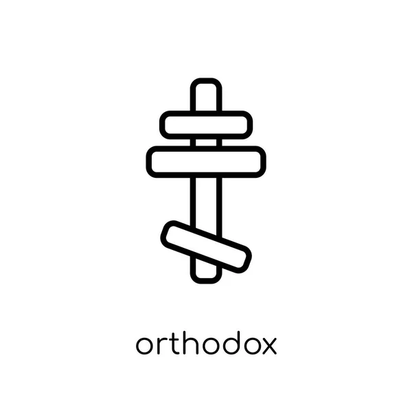 Icona Ortodossa Trendy Moderno Piatto Lineare Vettoriale Icona Ortodossa Sfondo — Vettoriale Stock