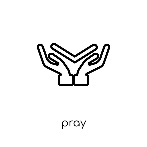 祈祷图标 时尚现代平线性向量祷告图标在白色背景从稀薄的线宗教汇集 可编辑的概述冲程向量例证 — 图库矢量图片