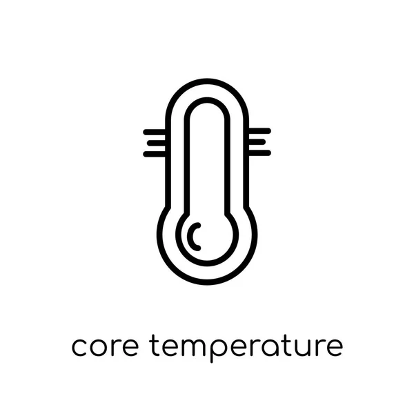 コア温度のアイコン 流行のモダンなフラット線形ベクトル細い線サウナ コレクション 編集可能なアウトラインのストロークのベクトル図から白い背景のコア温度のアイコン — ストックベクタ