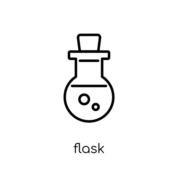 Flask Icon Trendy Modern Flat Linear Vector Flask Icon White — Stock Vector