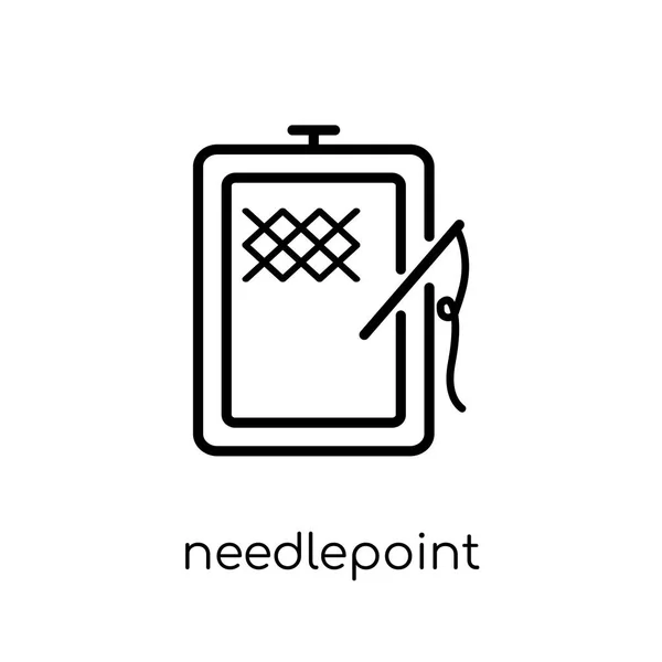 Needlepoint Pictogram Trendy Moderne Vlakke Lineaire Vector Needlepoint Icoon Een — Stockvector