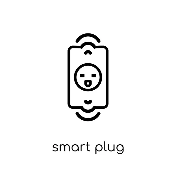 Icône Prise Intelligente Tendance Moderne Plat Vecteur Linéaire Smart Plug — Image vectorielle