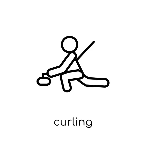 Curling Icon Trendy Modern Flat Linear Vector Curling Icon White — Stock Vector
