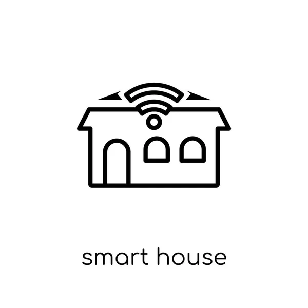 Inteligentny Dom Ikona Modny Nowoczesny Płaskim Liniowe Wektor Smart House — Wektor stockowy
