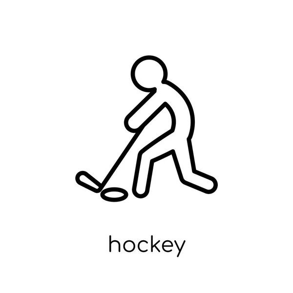 Hockey Icon Trendy Modern Flat Linear Vector Hockey Icon White — Stock Vector