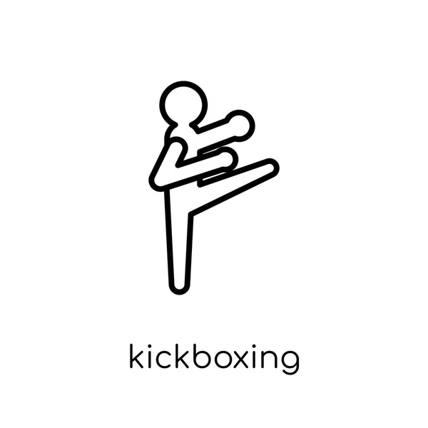 Kickboxing Icon Trendy Modern Flat Linear Vector Kickboxing Icon White — Stock Vector