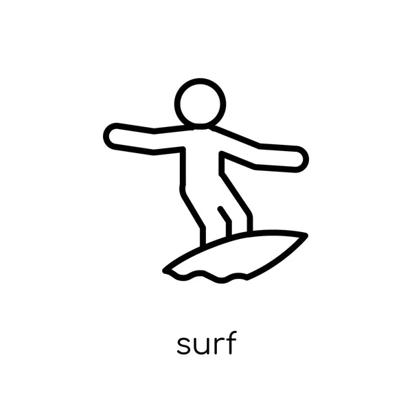Icono Surf Moderno Vector Lineal Plano Moda Icono Surf Sobre — Archivo Imágenes Vectoriales