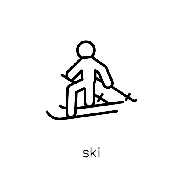Icône Ski Vecteur Linéaire Plat Moderne Tendance Icône Ski Sur — Image vectorielle