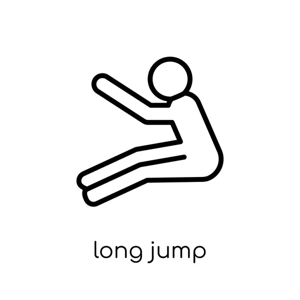 ロング ジャンプ アイコン 細い線スポーツ コレクション 編集から白い背景のトレンディなモダンなフラット線形ベクトル ロング ジャンプ アイコン ストローク — ストックベクタ