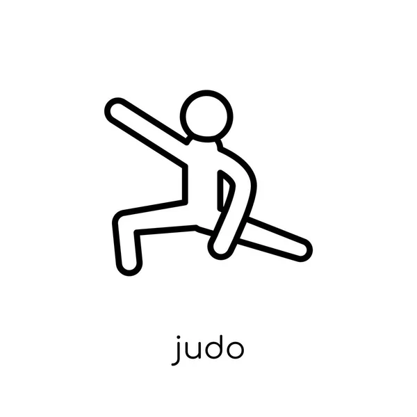 Judo Ikonra Divatos Modern Lakás Lineáris Vektor Judo Ikon Fehér — Stock Vector