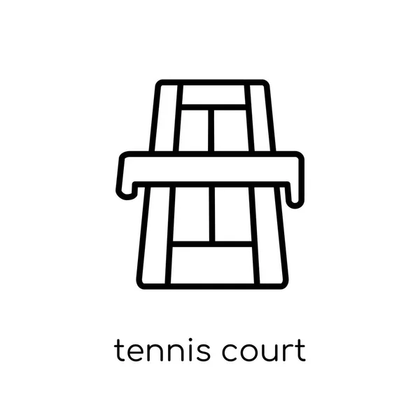 Значок Теннисного Корта Модный Современный Плоский Линейный Вектор Иконка Теннисного — стоковый вектор