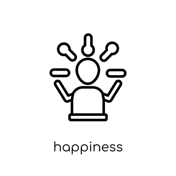 幸福的图标 时尚现代平面线性向量幸福图标在白色背景从细线成功汇集 概述向量例证 — 图库矢量图片