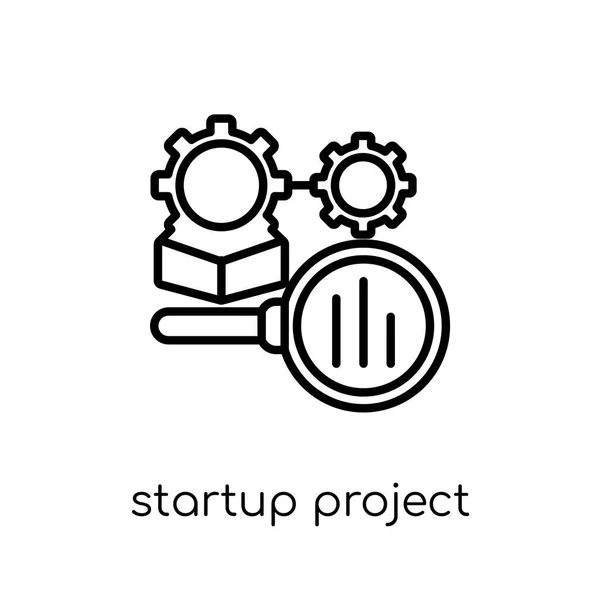 Startup Project Search Icon Trendy Modern Flat Linear Vector Startup — Stock Vector