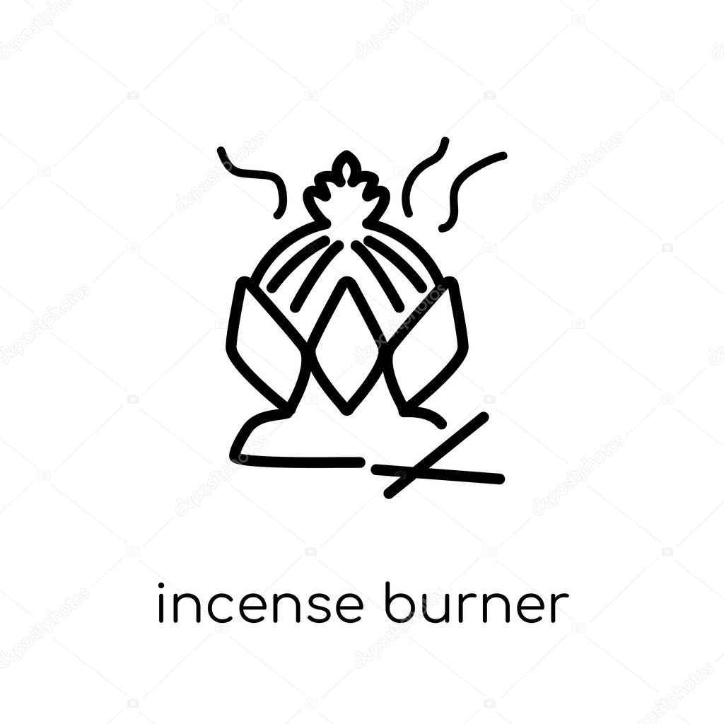 Incense burner icon. Trendy modern flat linear vector Incense burner icon on white background from thin line Religion collection, editable outline stroke vector illustration