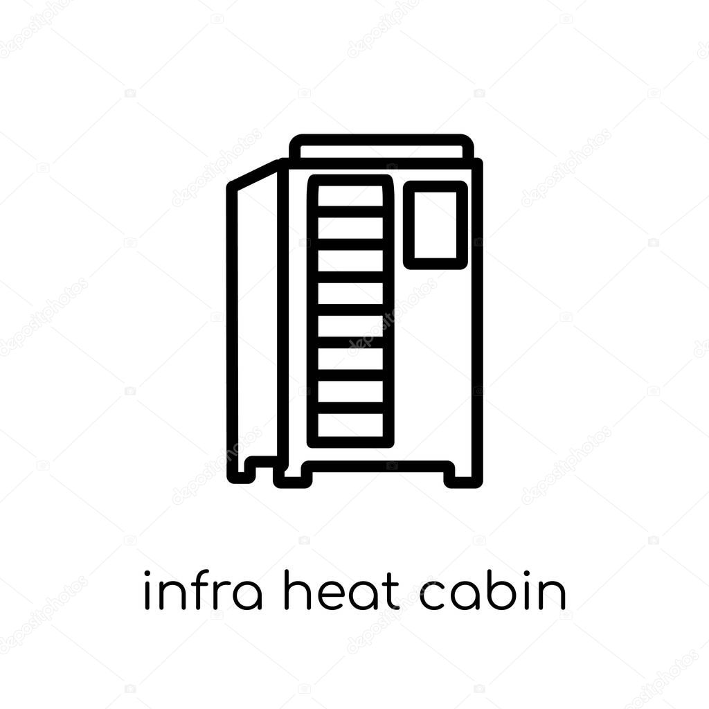 Infrared heat cabin icon. Trendy modern flat linear vector Infrared heat cabin icon on white background from thin line sauna collection, editable outline stroke vector illustration