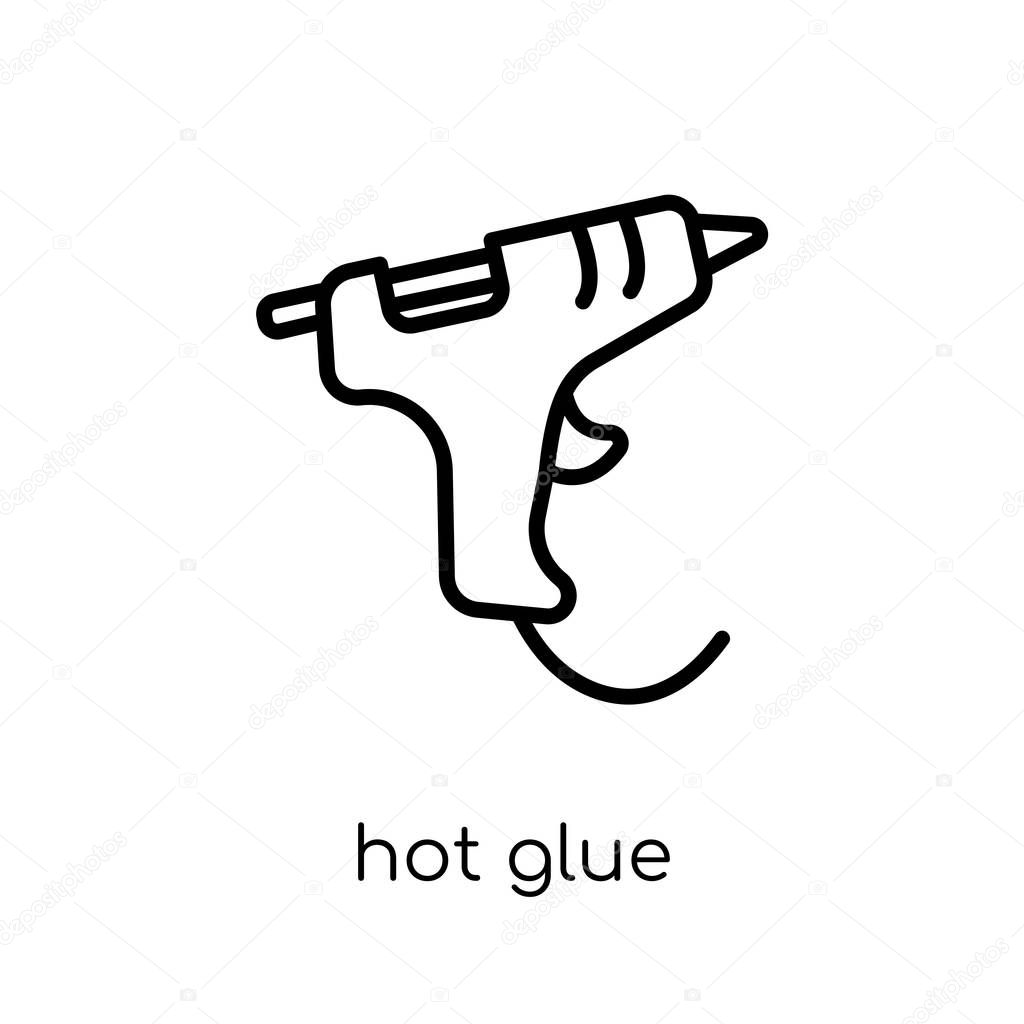hot glue icon. Trendy modern flat linear vector hot glue icon on white background from thin line Sew collection, outline vector illustration