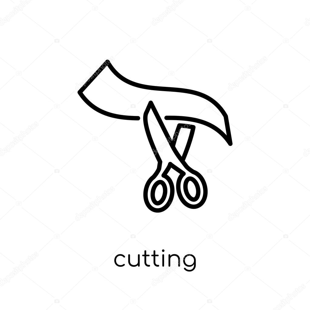 Cutting icon. Trendy modern flat linear vector cutting icon on white background from thin line collection, outline vector illustration