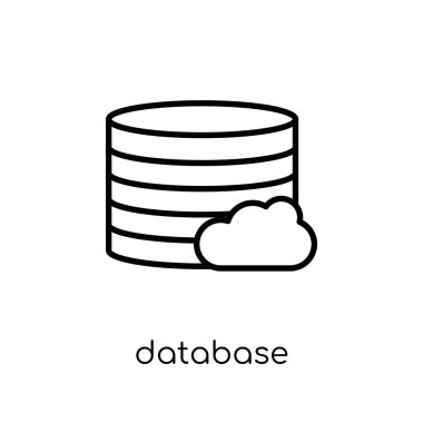 Veritabanı simgesi. Modaya uygun modern düz doğrusal vektör veritabanı simgesini ince çizgi teknoloji koleksiyonu, düzenlenebilir anahattı kontur vektör çizim beyaz arka plan