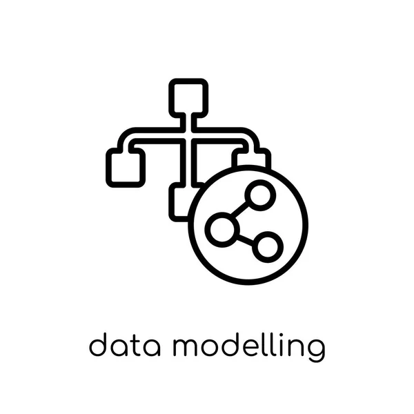 Ícone Modelagem Dados Vetor Linear Plano Moderno Moda Ícone Modelagem — Vetor de Stock