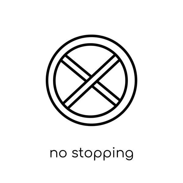 Stopping Sign Icon Trendy Modern Flat Linear Vector Stopping Sign — Stock Vector