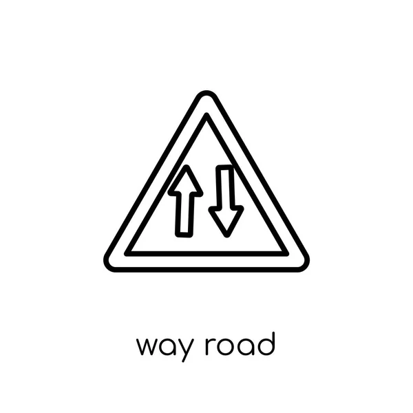 方法道路標識のアイコン 流行のモダンなフラット線形ベクトル細い線トラフィック サイン コレクション 編集可能なアウトラインのストロークのベクトル図から白い背景の上の方法道路標識のアイコン — ストックベクタ