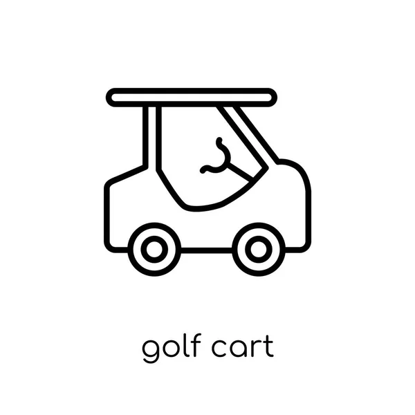 高尔夫球车图标 时尚现代平面线矢量高尔夫球车图标在白色背景上从细线集合 轮廓向量例证 — 图库矢量图片