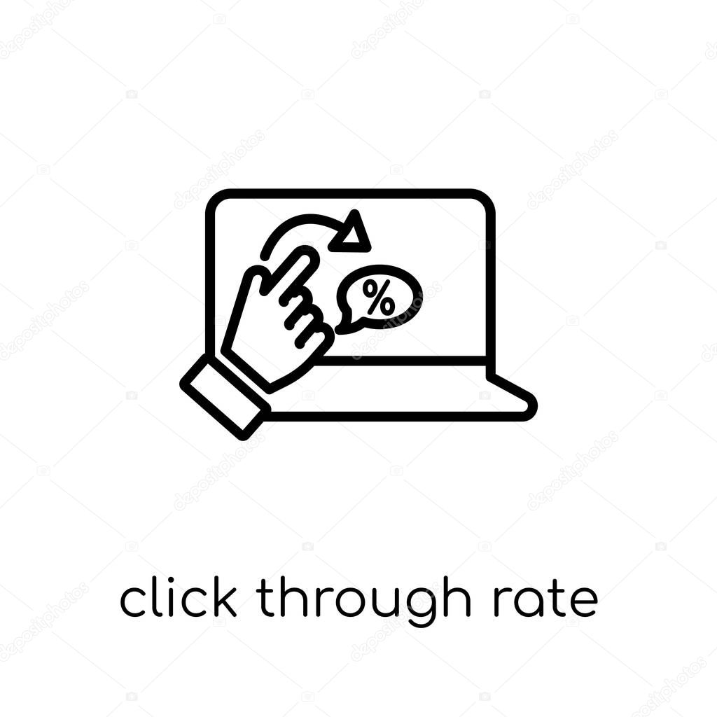 Click through rate icon. Trendy modern flat linear vector Click through rate icon on white background from thin line Technology collection, editable outline stroke vector illustration